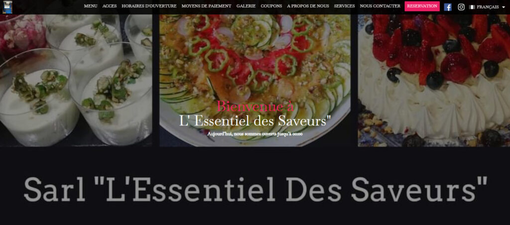 Site Web L'Essentiel des Saveurs